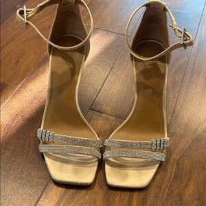 Beige and Silver Strappy Heels
